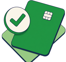 Credit cards with an approval checkmark