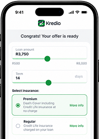 Loan amount selection in the Kredio app