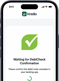 Payment confirmation screen in the Kredio account