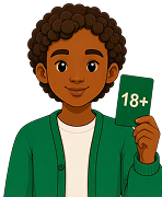 Person holding a 21+ card