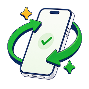 Smartphone with approval checkmark