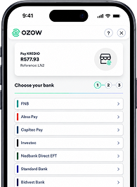 Payment confirmation screen in the Kredio account